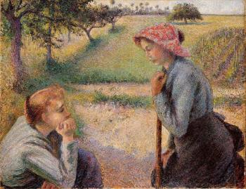 Camille Pissarro : Two Peasant Woman Chatting